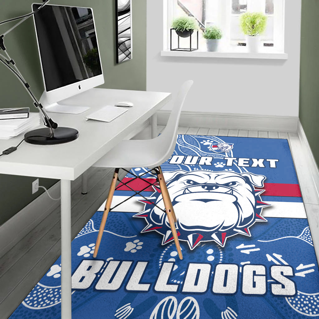 (Custom Personalised) Bulldogs Football Area Rug Scraggers 1877 Aboriginal Dot Painting Newest Version - Vibe Hoodie Shop