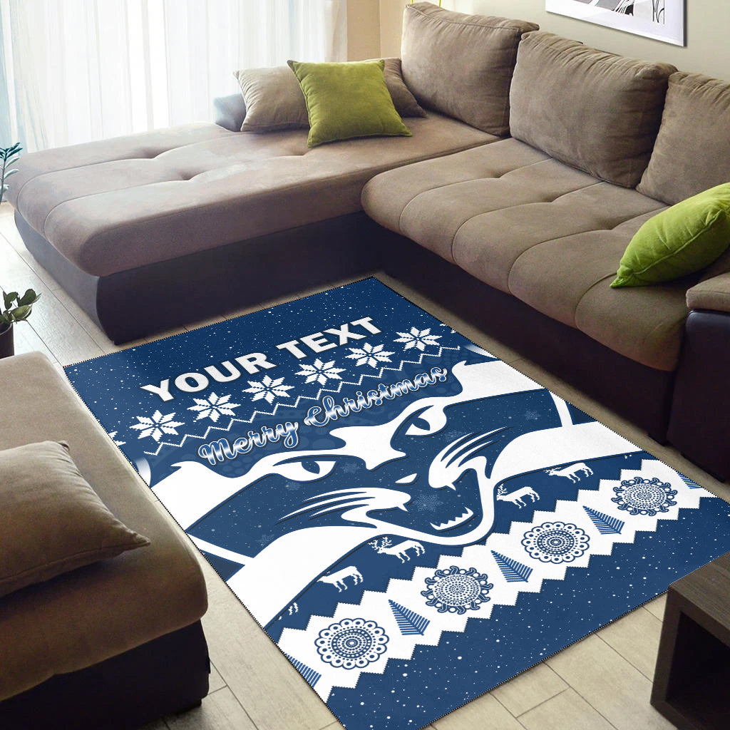 (Custom Personalised) Cats Football Christmas Area Rug Geelong Aboriginal Painting - Vibe Hoodie Shop