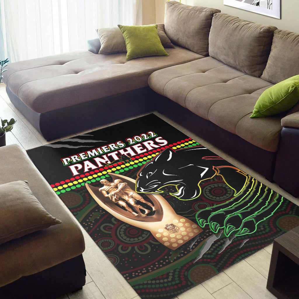 Panthers Rugby Area Rug The Riff 2022 Premiers Aboriginal Art - Vibe Hoodie Shop