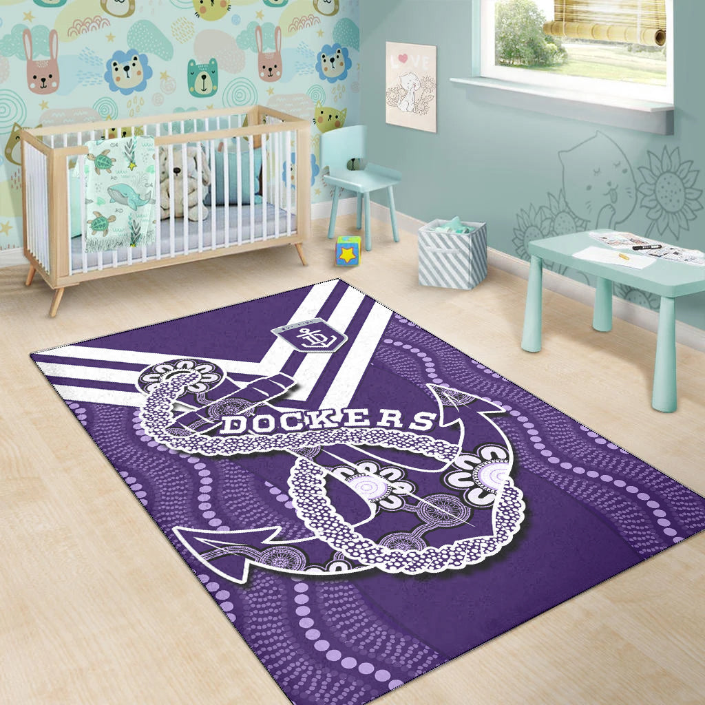 Dockers Football Area Rug Fremantle Anchor Mix Aboriginal Pattern Dynamic Style - Vibe Hoodie Shop