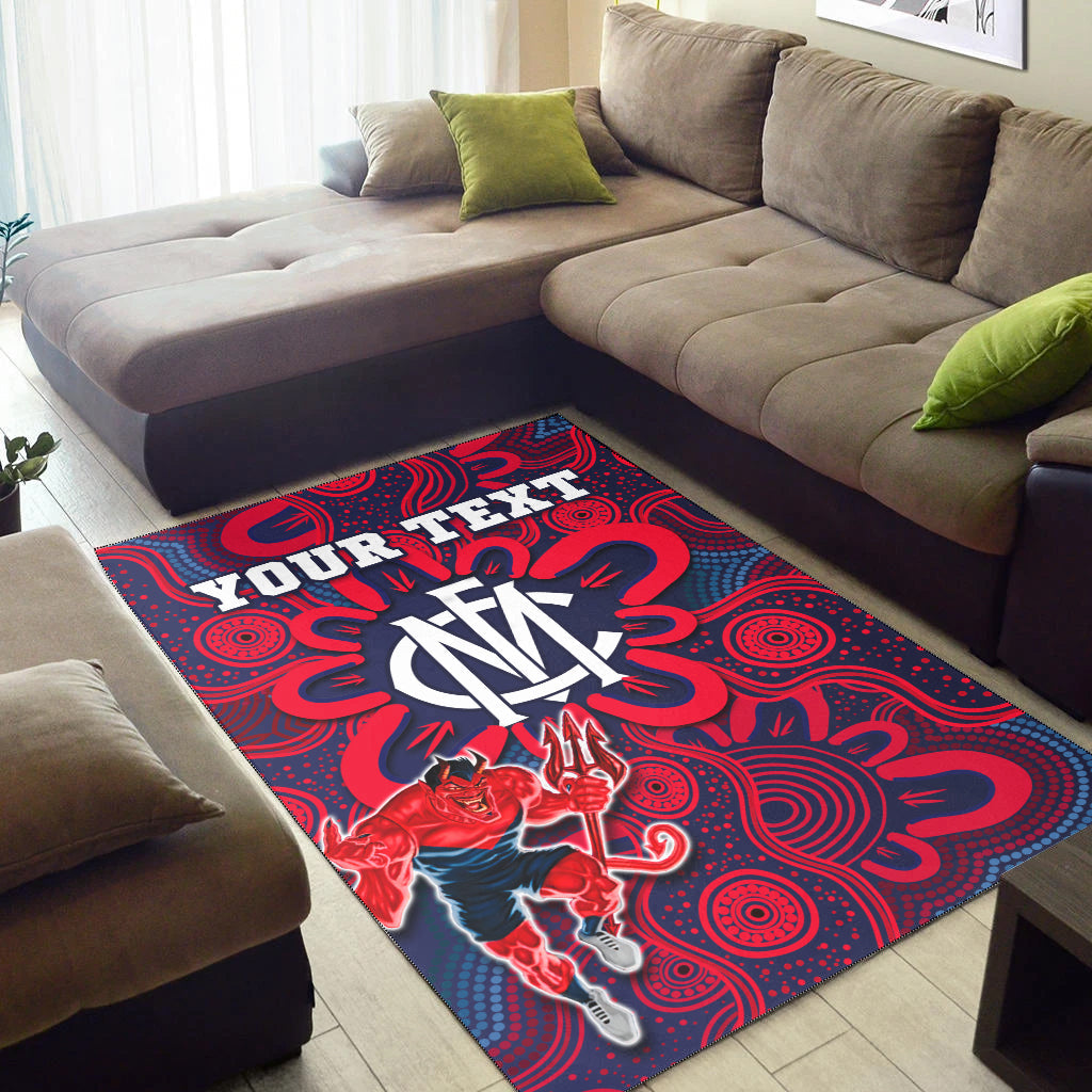 (Custom Personalised) Demons Football 2022 Area Rug Australian Aboriginal Dot Painting Ver.01 - Vibe Hoodie Shop