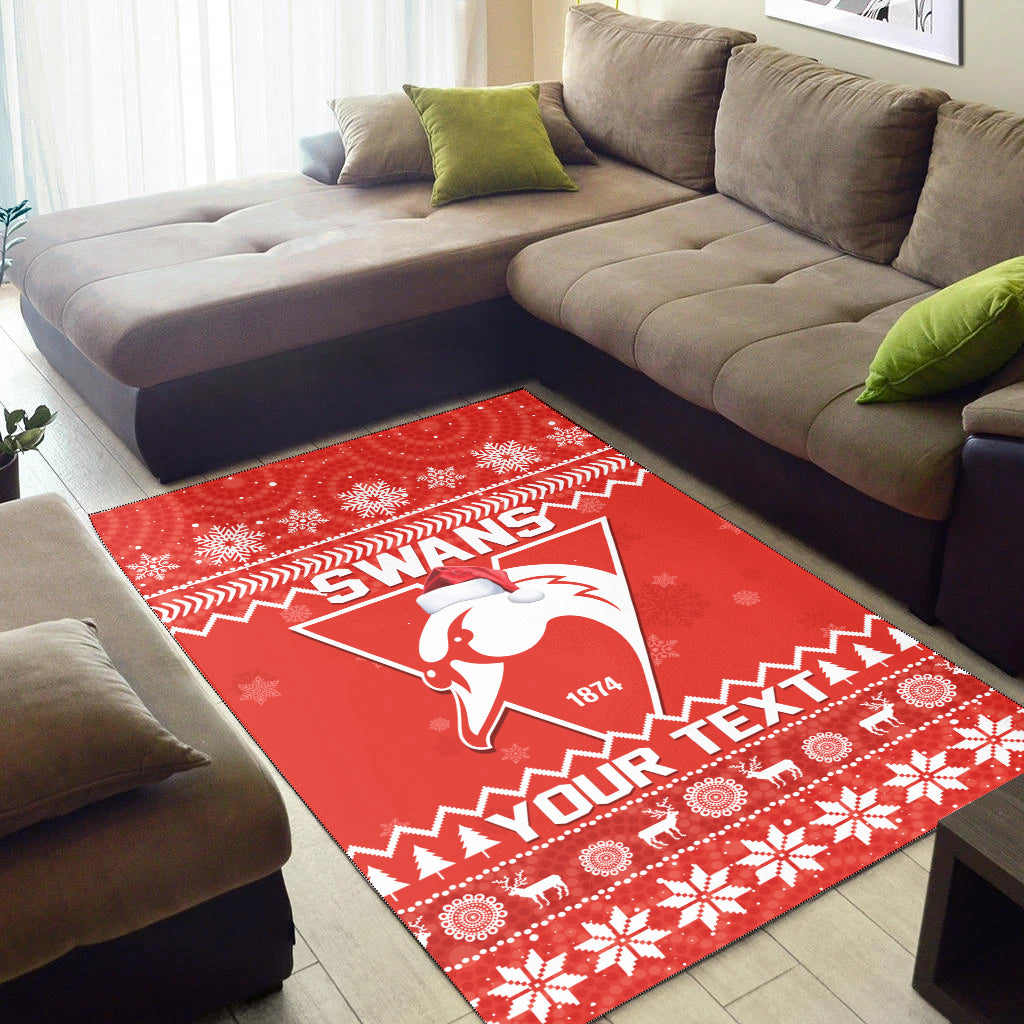 (Custom Personalised) Swans Football Christmas Area Rug Sydney Indigenous Merry Xmas - Vibe Hoodie Shop