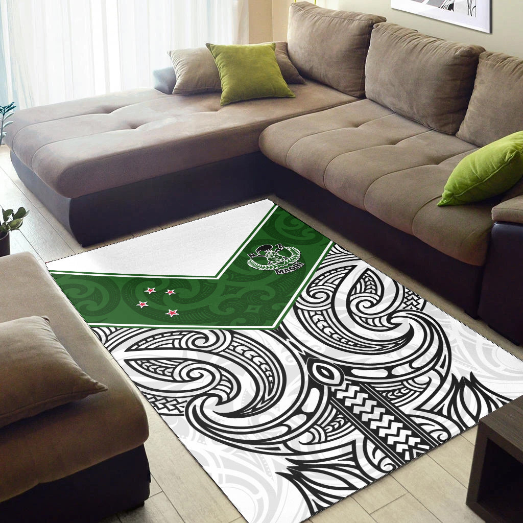 New Zealand Silver Fern Rugby Area Rug Maori Pacific - Vibe Hoodie Shop