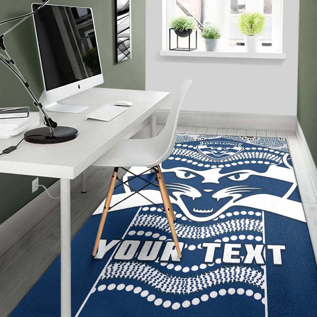 (Custom Personalised) Cats Football Area Rug Geelong 1859 Indigenous Sporty Version - Vibe Hoodie Shop