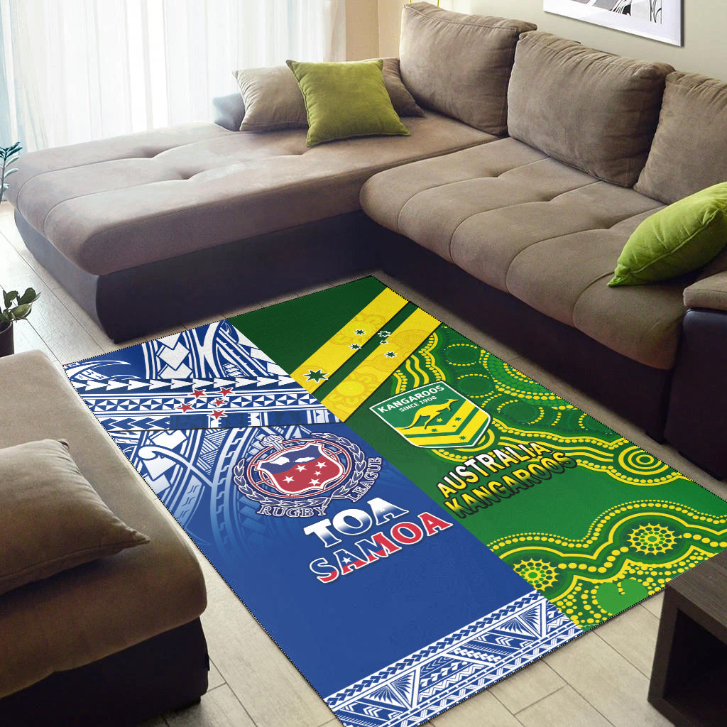 Samoa Rugby and Australia Rugby Area Rug Toa Samoa Mix Kangaroos Pacific - Vibe Hoodie Shop