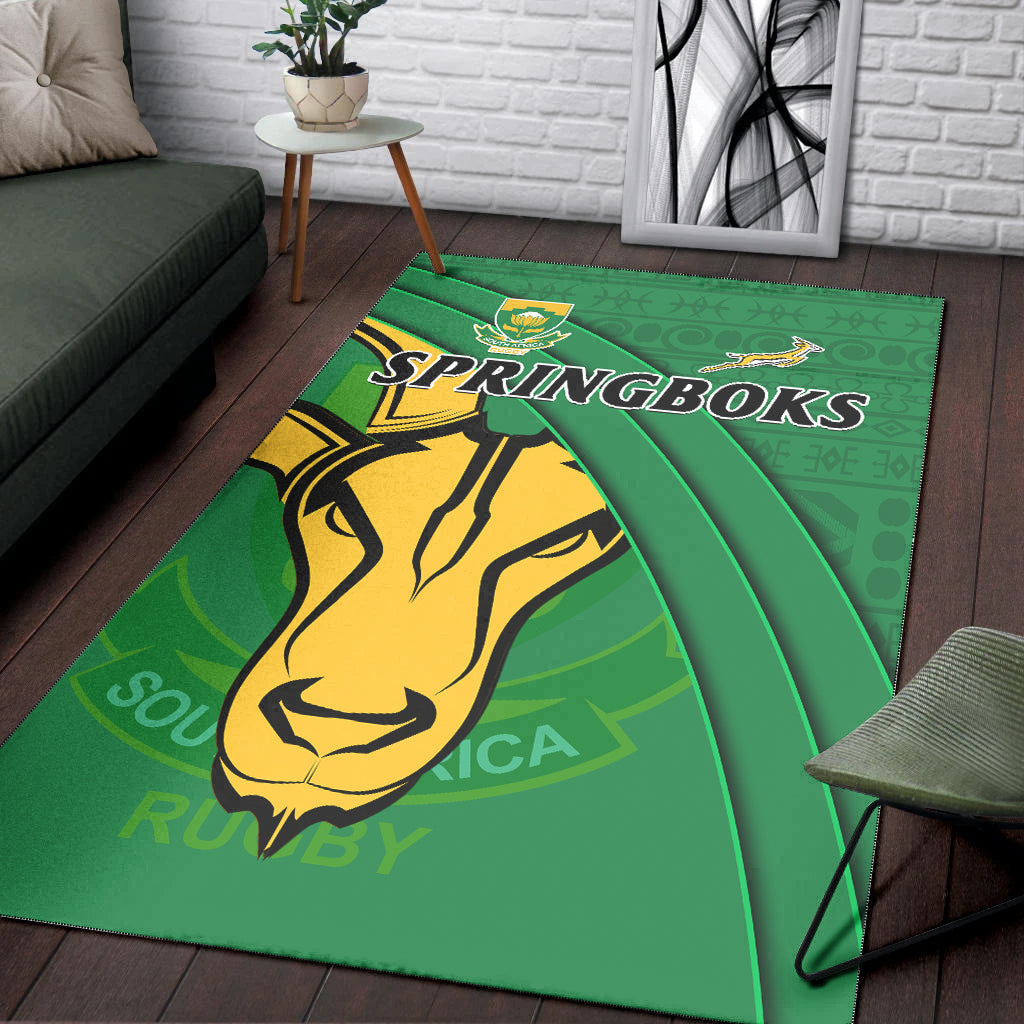 South Africa Rugby Area Rug Bokke Springboks With African Pattern Stronger Together - Vibe Hoodie Shop