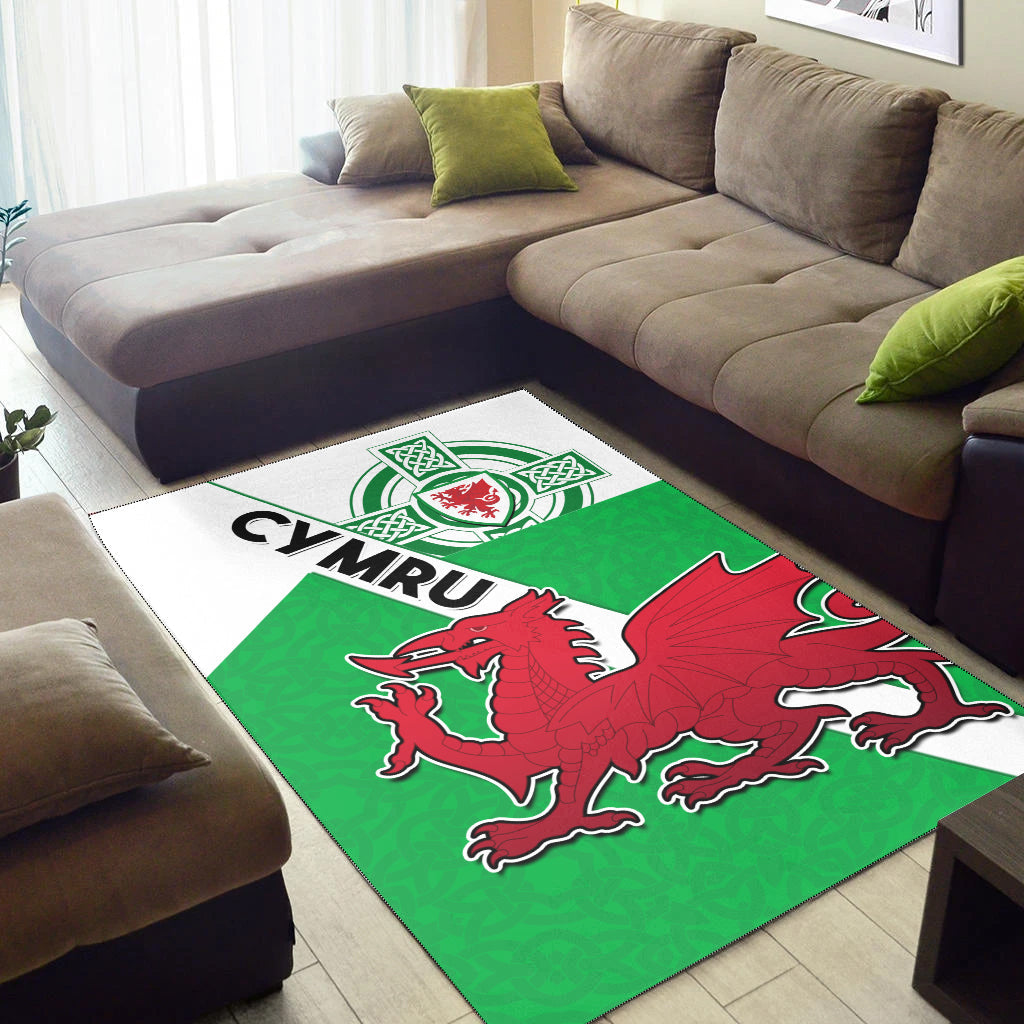 Wales Football Area Rug Come On Welsh Dragons With Celtic Knot Pattern - Vibe Hoodie Shop