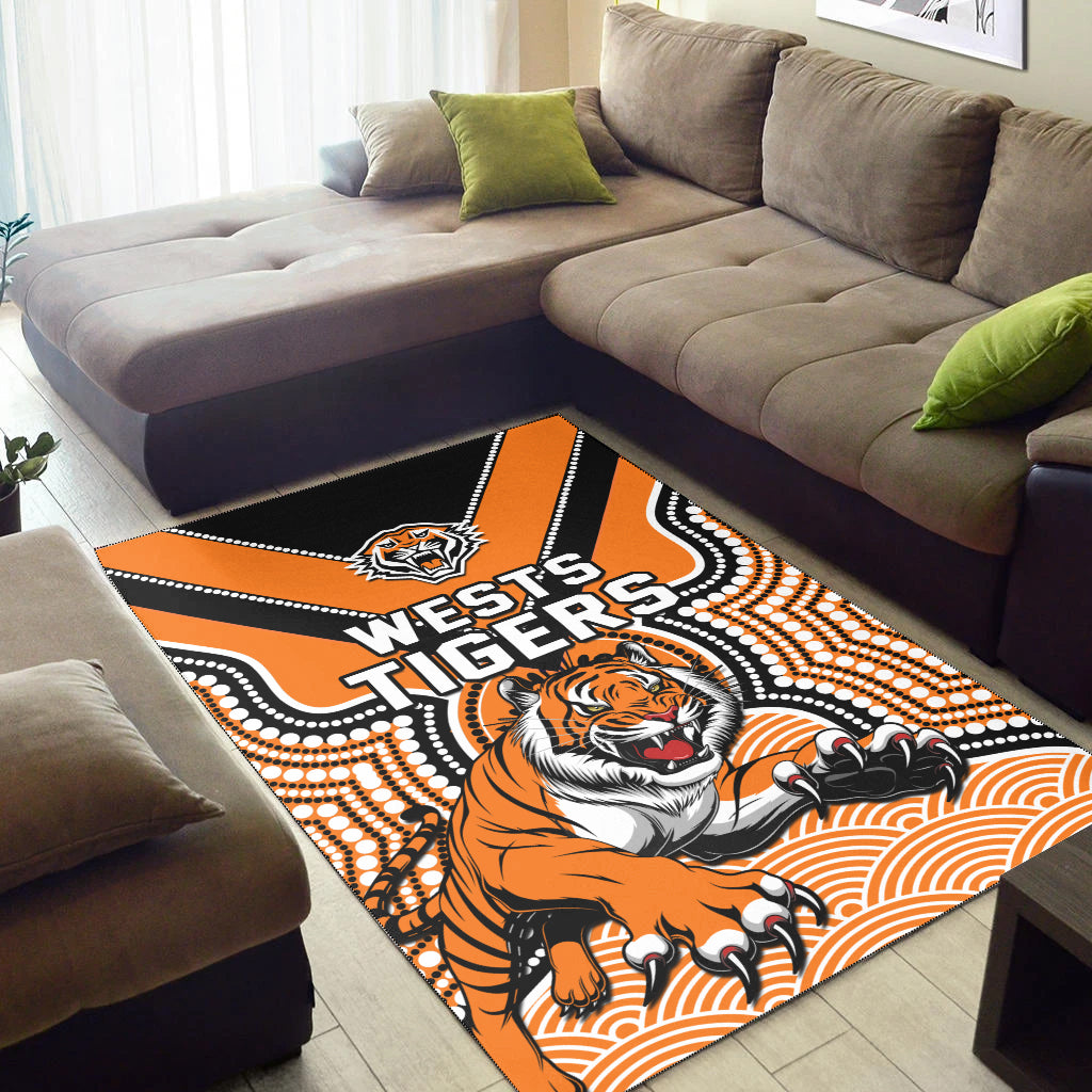 Wests Tigers Area Rug Indigenous Artsy - Vibe Hoodie Shop