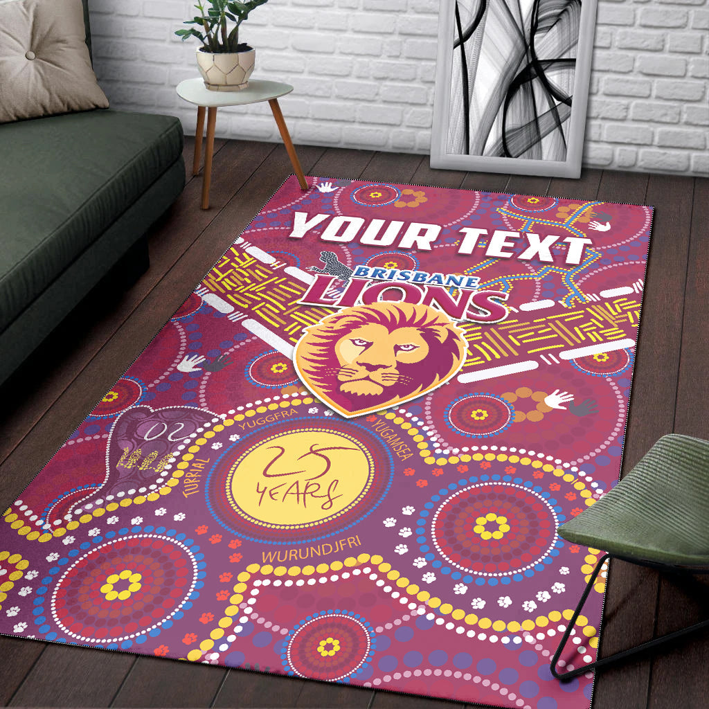 (Custom Personalised) Brisbane Football Area Rug Indigenous Pattern Go Lions Unique Version - Vibe Hoodie Shop