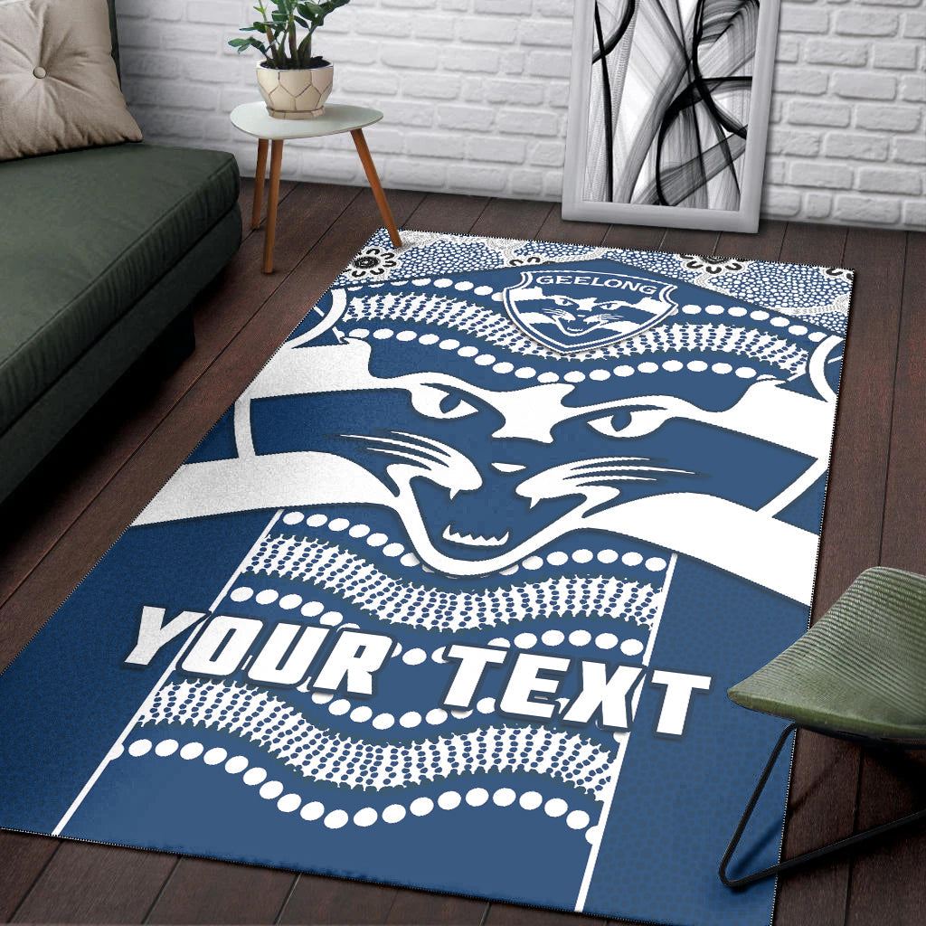 (Custom Personalised) Cats Football Area Rug Geelong 1859 Indigenous Sporty Version - Vibe Hoodie Shop