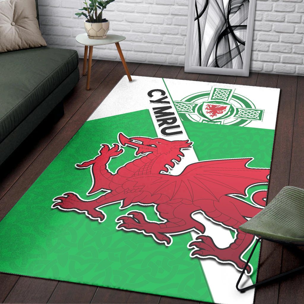 Wales Football Area Rug Come On Welsh Dragons With Celtic Knot Pattern - Vibe Hoodie Shop