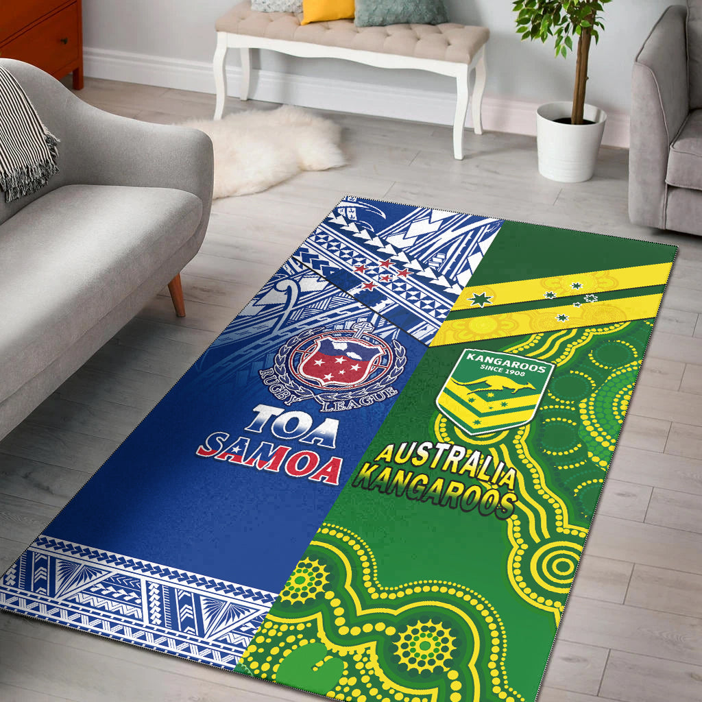 Samoa Rugby and Australia Rugby Area Rug Toa Samoa Mix Kangaroos Pacific - Vibe Hoodie Shop