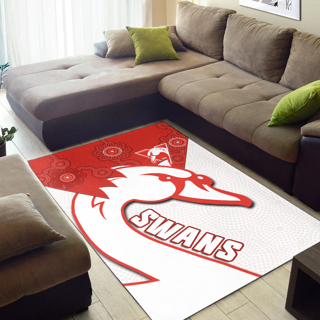 Sydney Football Area Rug Swans 1874 Dot Painting Artsy Ver.02 - Vibe Hoodie Shop