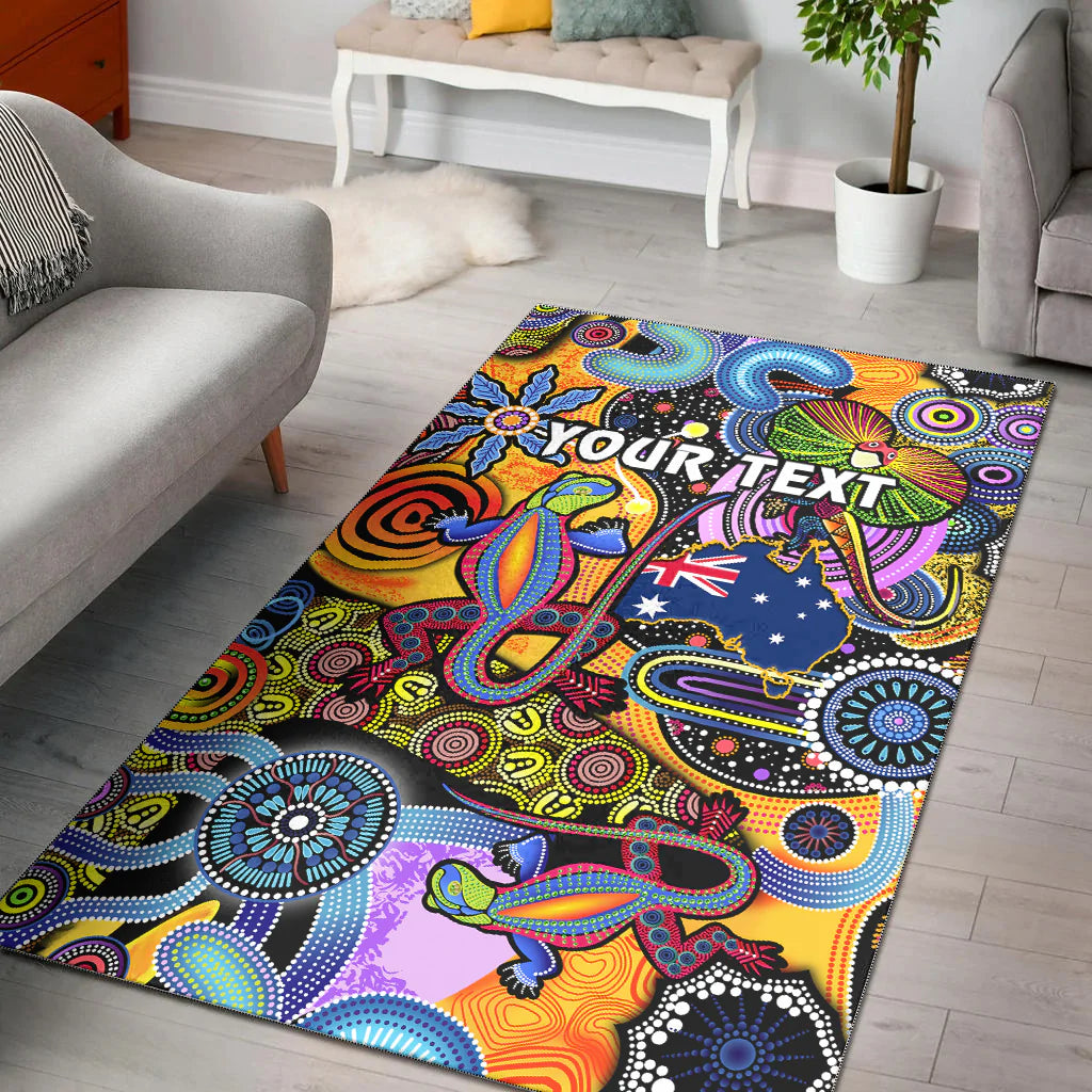 (Custom Personalised) Australia Area Rug Indigenous Animal Artsy - Vibe Hoodie Shop