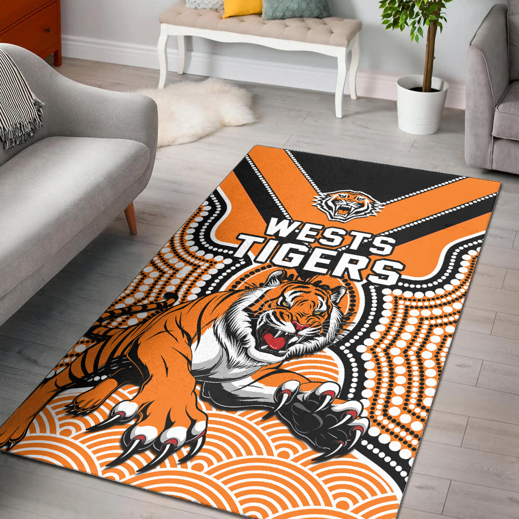 Wests Tigers Area Rug Indigenous Artsy - Vibe Hoodie Shop