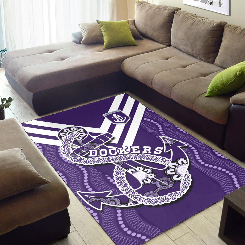 Dockers Football Area Rug Fremantle Anchor Mix Aboriginal Pattern Dynamic Style - Vibe Hoodie Shop