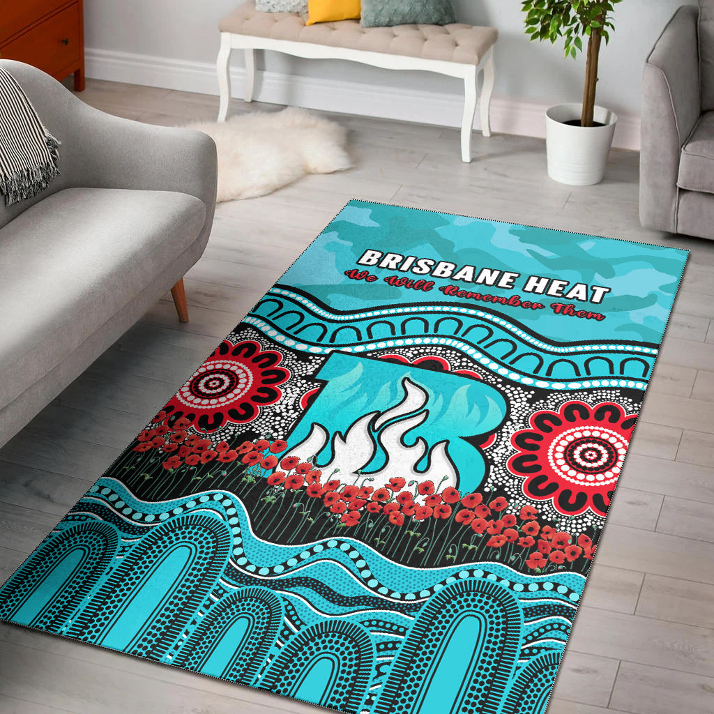 Brisbane Heat Cricket ANZAC Area Rug Poppy Aboriginal Camouflage - Vibe Hoodie Shop