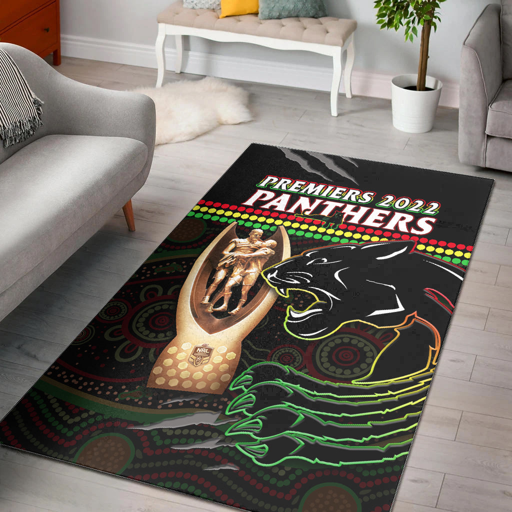 Panthers Rugby Area Rug The Riff 2022 Premiers Aboriginal Art - Vibe Hoodie Shop