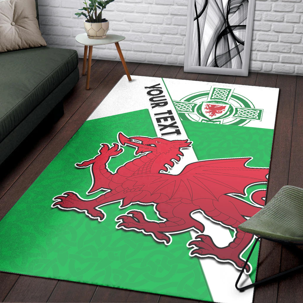 (Custom Personalised) Wales Football Area Rug Come On Welsh Dragons With Celtic Knot Pattern - Vibe Hoodie Shop