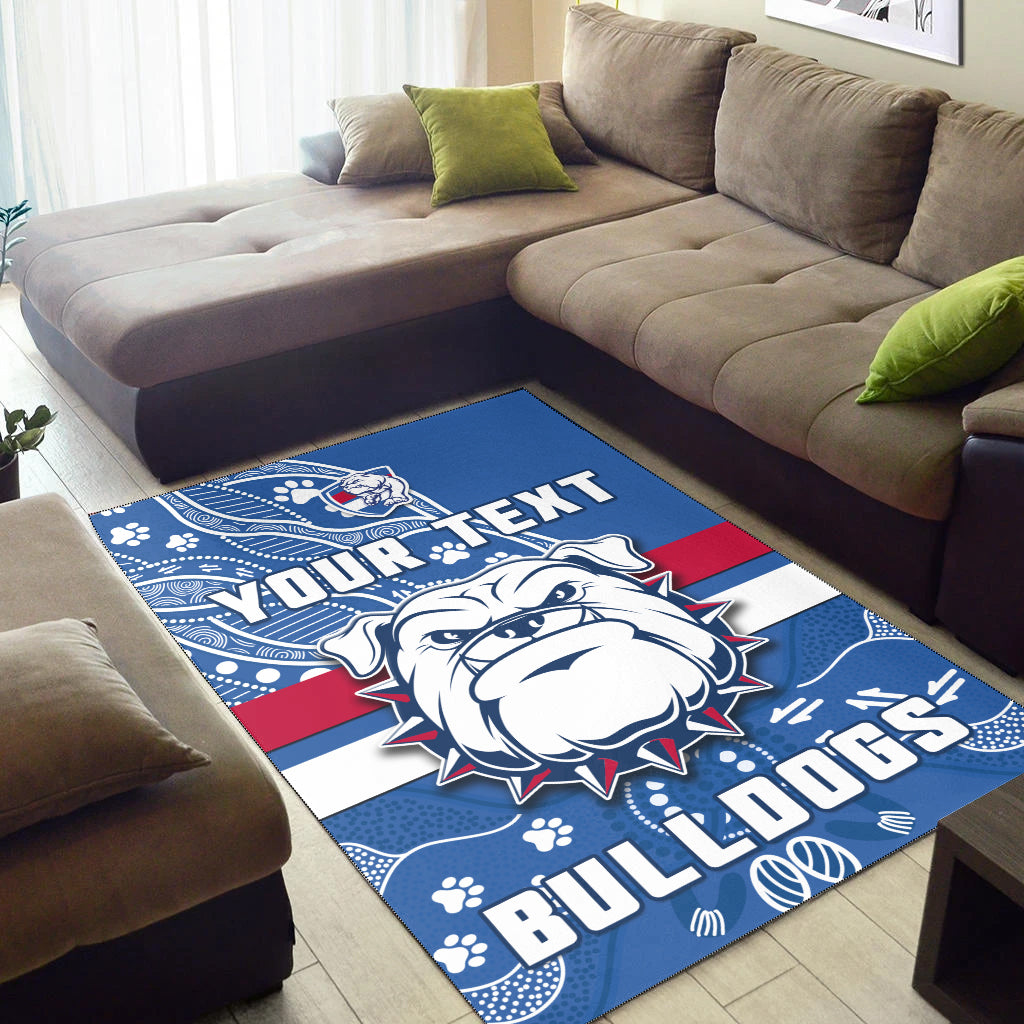 (Custom Personalised) Bulldogs Football Area Rug Scraggers 1877 Aboriginal Dot Painting Newest Version - Vibe Hoodie Shop