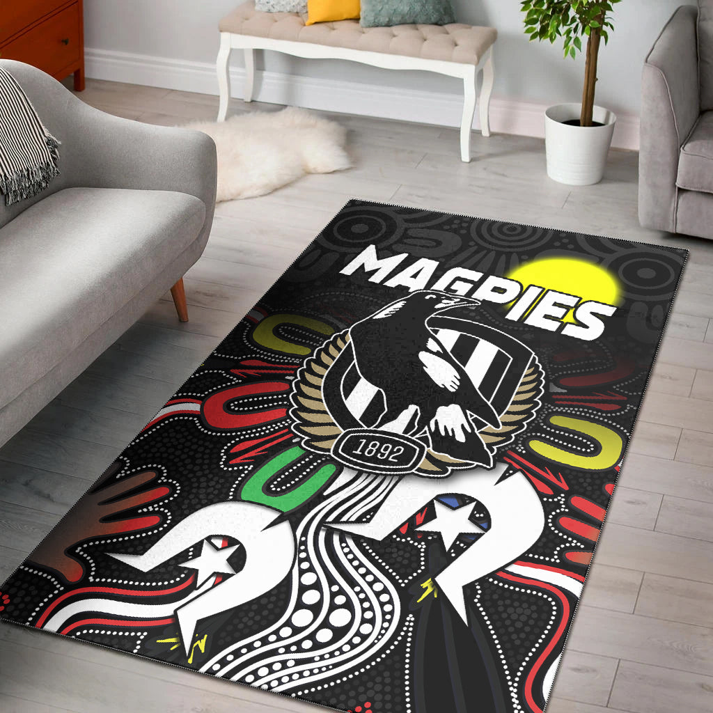 Magpies NAIDOC Week Area Rug Collingwood Football Aboriginal - Vibe Hoodie Shop