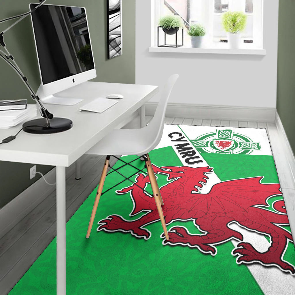 Wales Football Area Rug Come On Welsh Dragons With Celtic Knot Pattern - Vibe Hoodie Shop