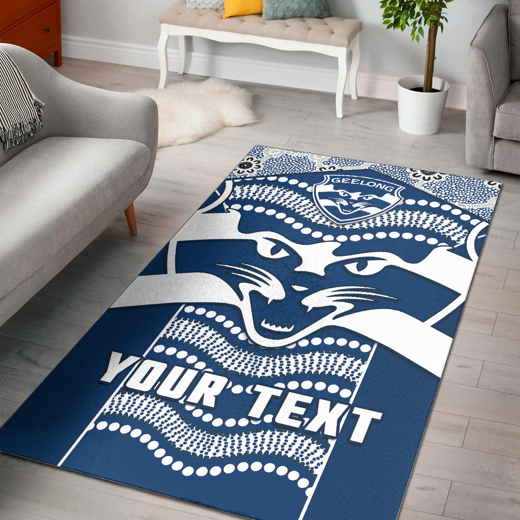 (Custom Personalised) Cats Football Area Rug Geelong 1859 Indigenous Sporty Version - Vibe Hoodie Shop