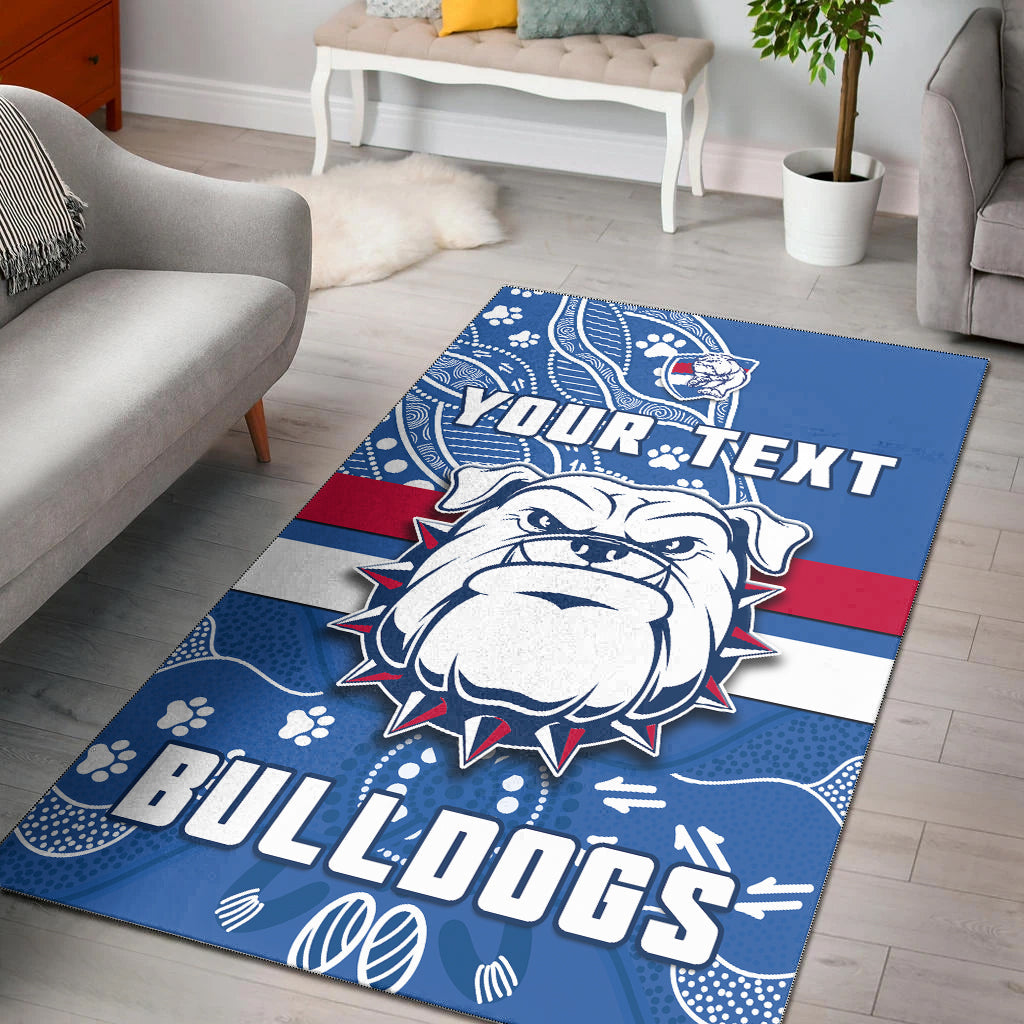 (Custom Personalised) Bulldogs Football Area Rug Scraggers 1877 Aboriginal Dot Painting Newest Version - Vibe Hoodie Shop