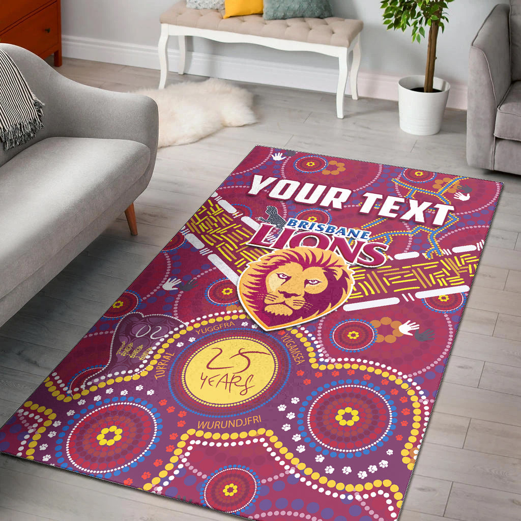 (Custom Personalised) Brisbane Football Area Rug Indigenous Pattern Go Lions Unique Version - Vibe Hoodie Shop