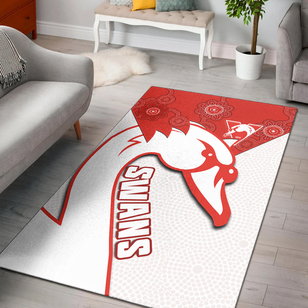 Sydney Football Area Rug Swans 1874 Dot Painting Artsy Ver.02 - Vibe Hoodie Shop