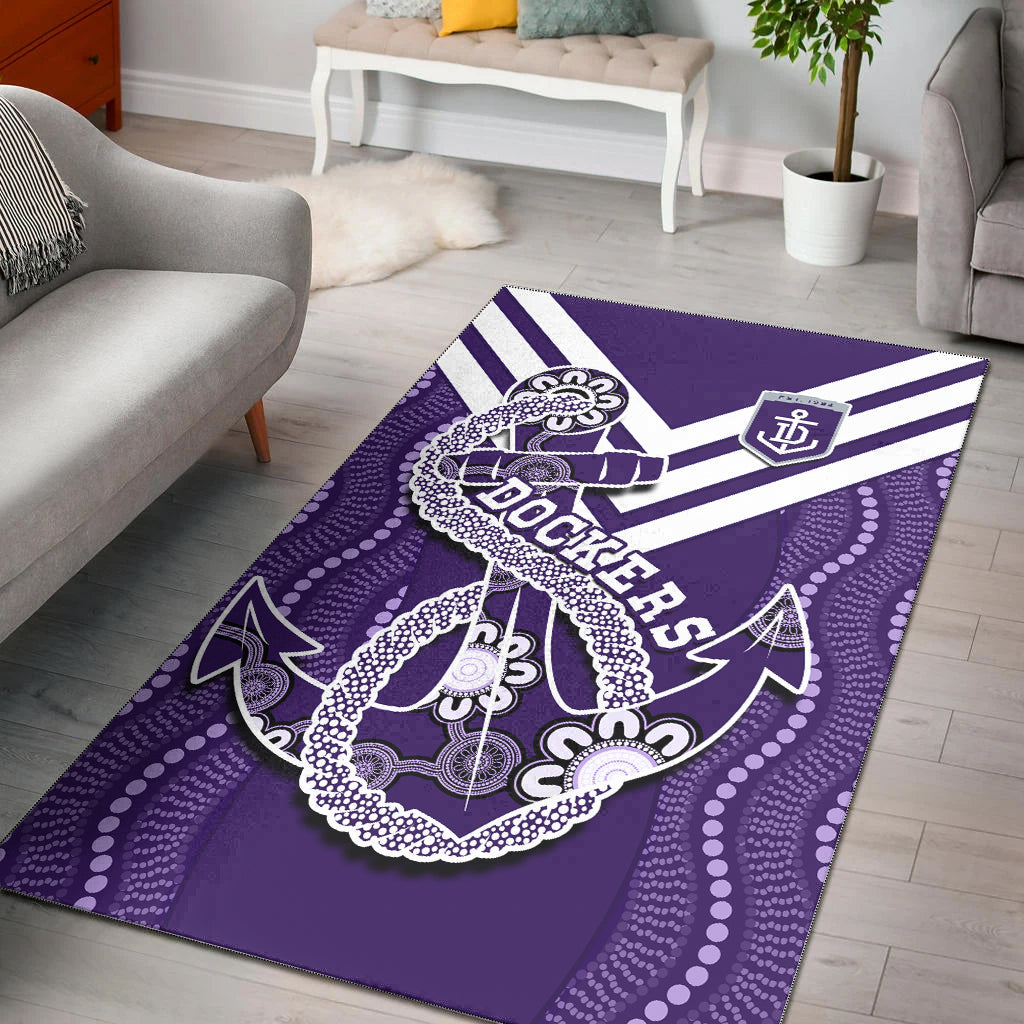 Dockers Football Area Rug Fremantle Anchor Mix Aboriginal Pattern Dynamic Style - Vibe Hoodie Shop