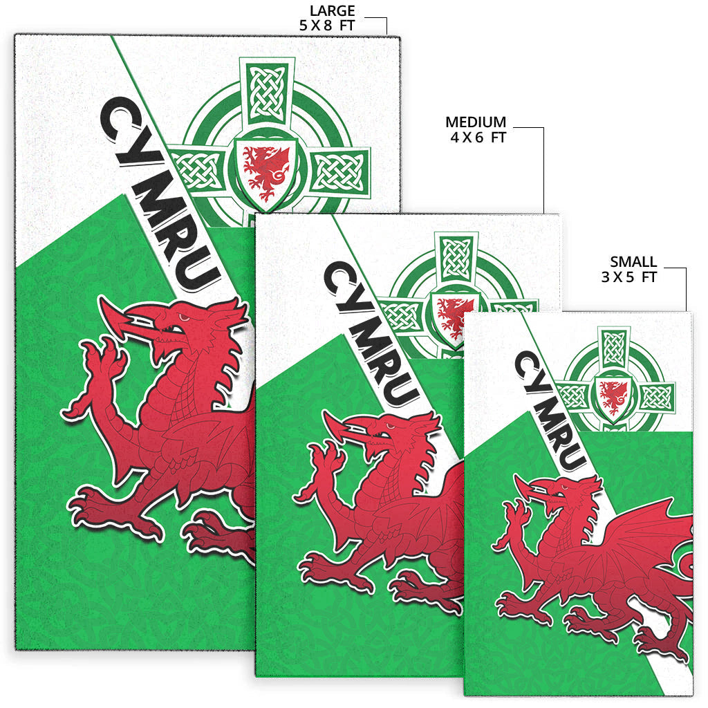 Wales Football Area Rug Come On Welsh Dragons With Celtic Knot Pattern - Vibe Hoodie Shop