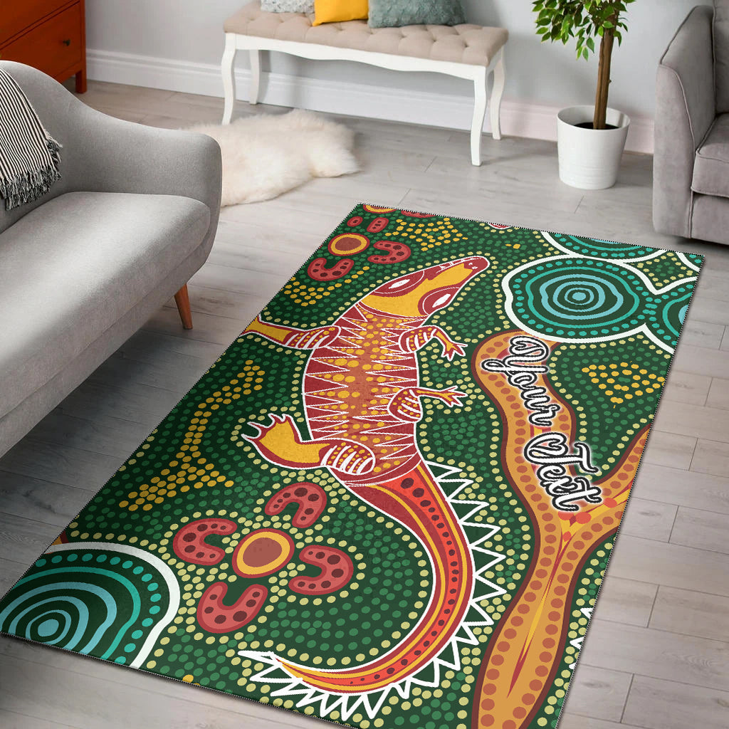 (Custom Personalised) Aboriginal Art Crocodile Area Rug You Are Number One - Vibe Hoodie Shop