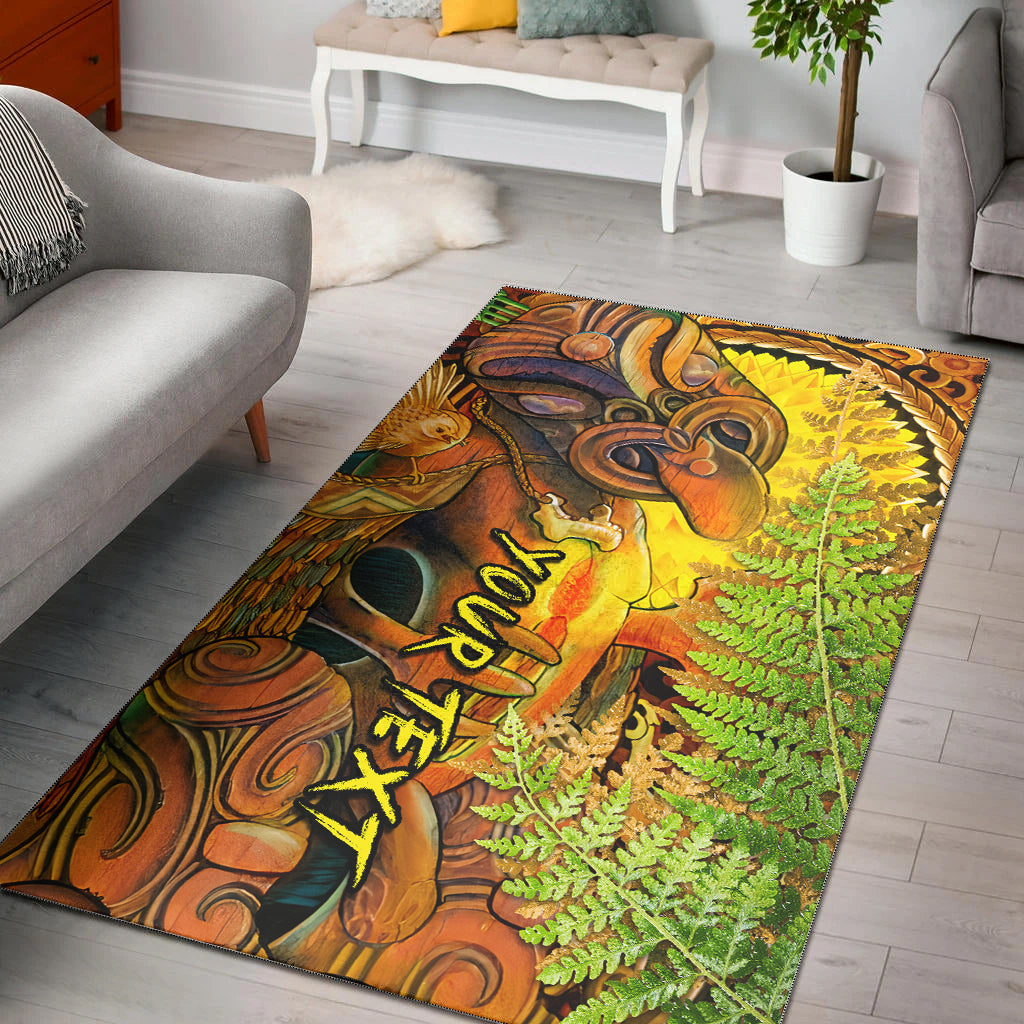 (Custom Personalised) Hei Tiki Maori Area Rug Fern Aotearoa Ta Moko Sun - Vibe Hoodie Shop