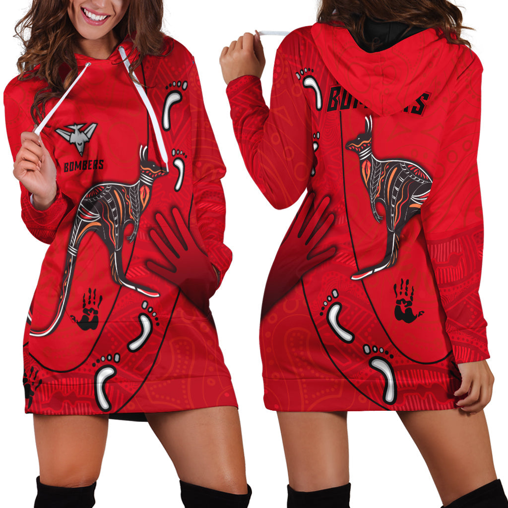 Bombers Indigenous Hoodie Dress Essendon for Life - Vibe Hoodie Shop