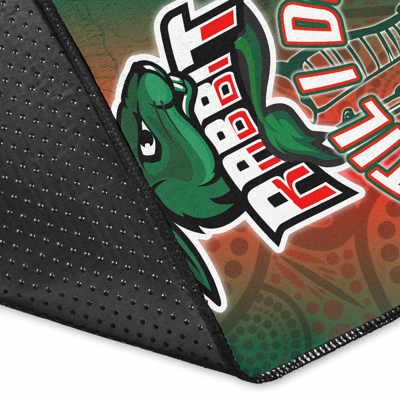 Rabbitohs Rugby Area Rug - Custom ANZAC Rabbit Sport With Aboriginal Patterns Area Rug LT10 - Vibe Hoodie Shop