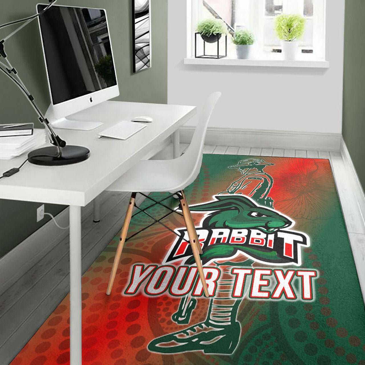 Rabbitohs Rugby Area Rug - Custom ANZAC Rabbit Sport With Aboriginal Patterns Area Rug LT10 - Vibe Hoodie Shop