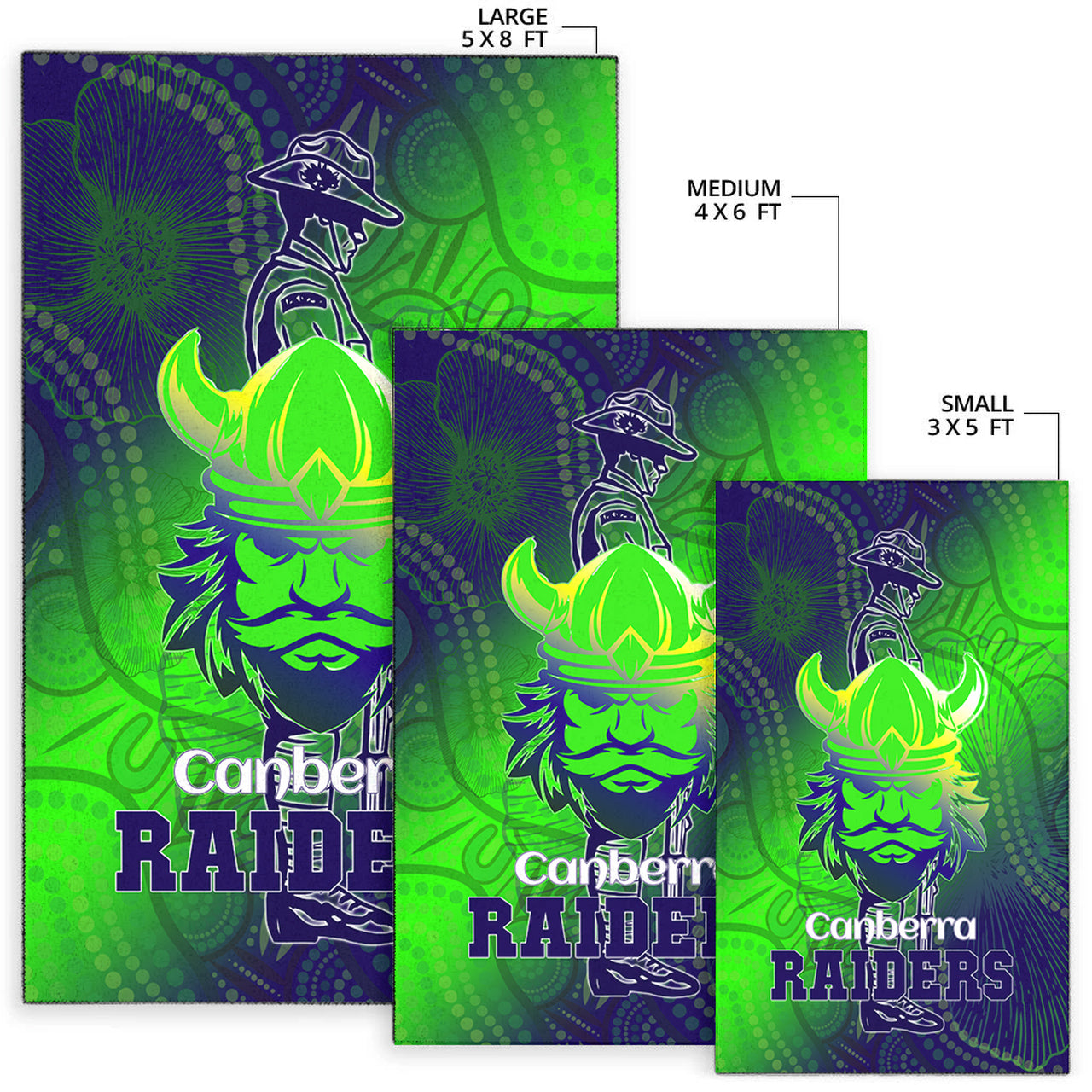 Raiders Rugby Area Rug - Custom ANZAC Raiders Rugby Gradient Style Area Rug RLT13 - Vibe Hoodie Shop