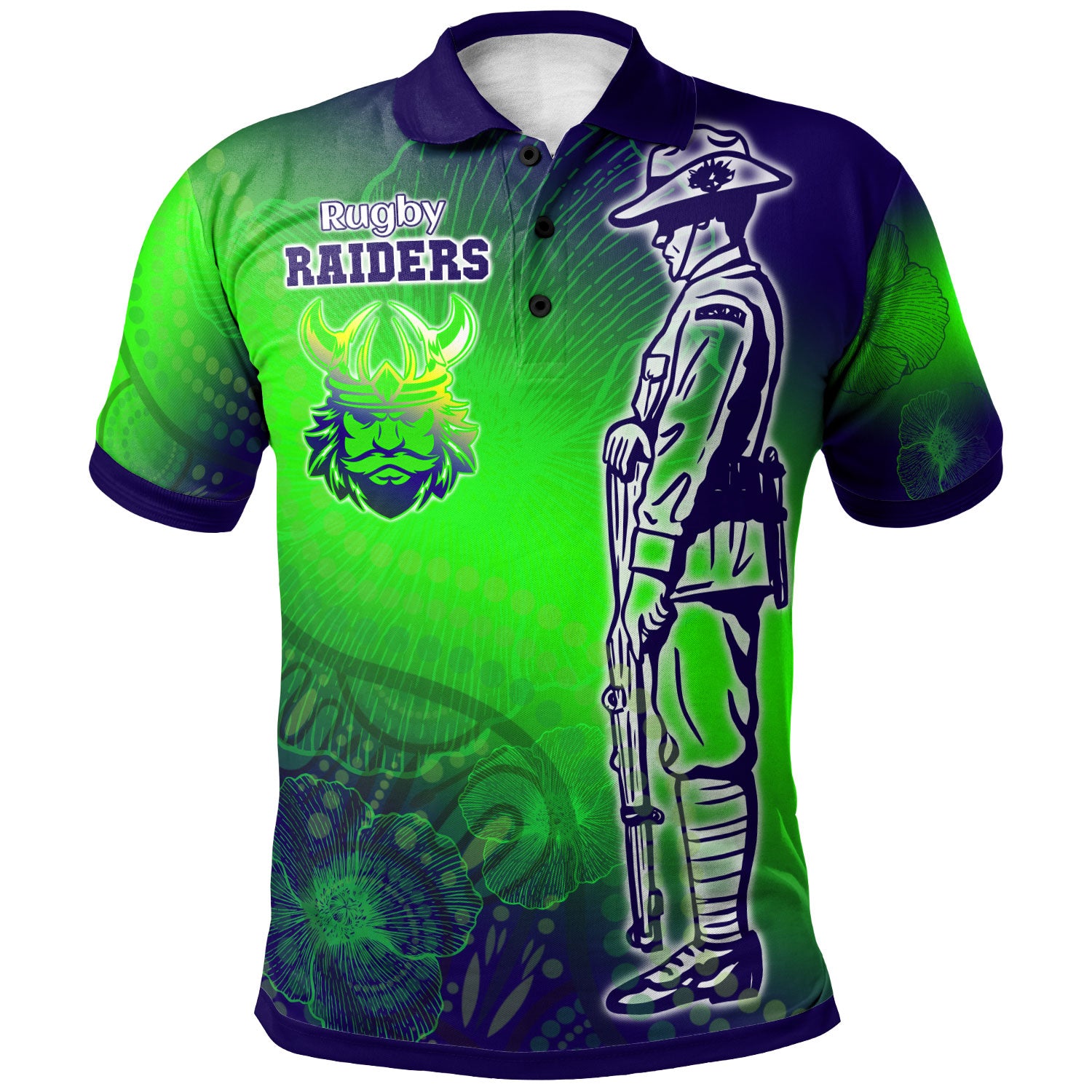 Raiders Rugby Polo Shirt - Custom Anzac Raiders Rugby Gradient Style Polo Shirt - Vibe Hoodie Shop