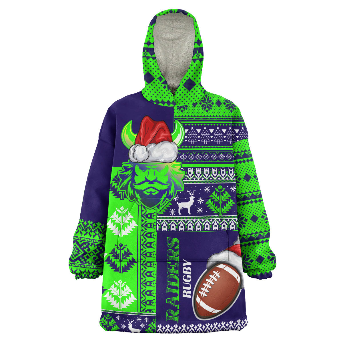 Raiders Rugby Snug Hoodie - Custom Christmas Snowflakes Warriors Mascot Wearable Blanket Hoodie - Vibe Hoodie Shop