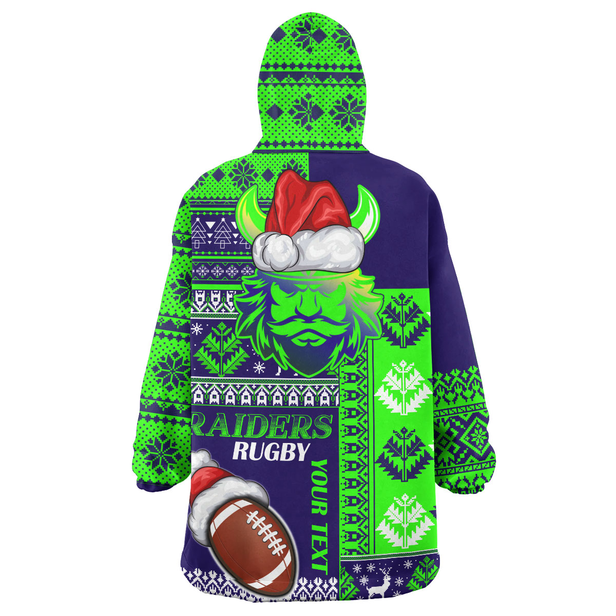 Raiders Rugby Snug Hoodie - Custom Christmas Snowflakes Warriors Mascot Wearable Blanket Hoodie - Vibe Hoodie Shop