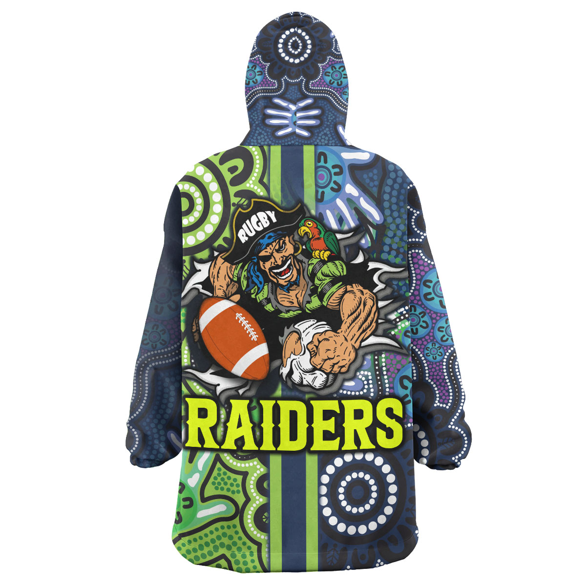 Raiders Rugby Snug Hoodie - Custom Raiders Rugby Ball Aboriginal Indigenous Sport Style Wearable Blanket Hoodie - Vibe Hoodie Shop