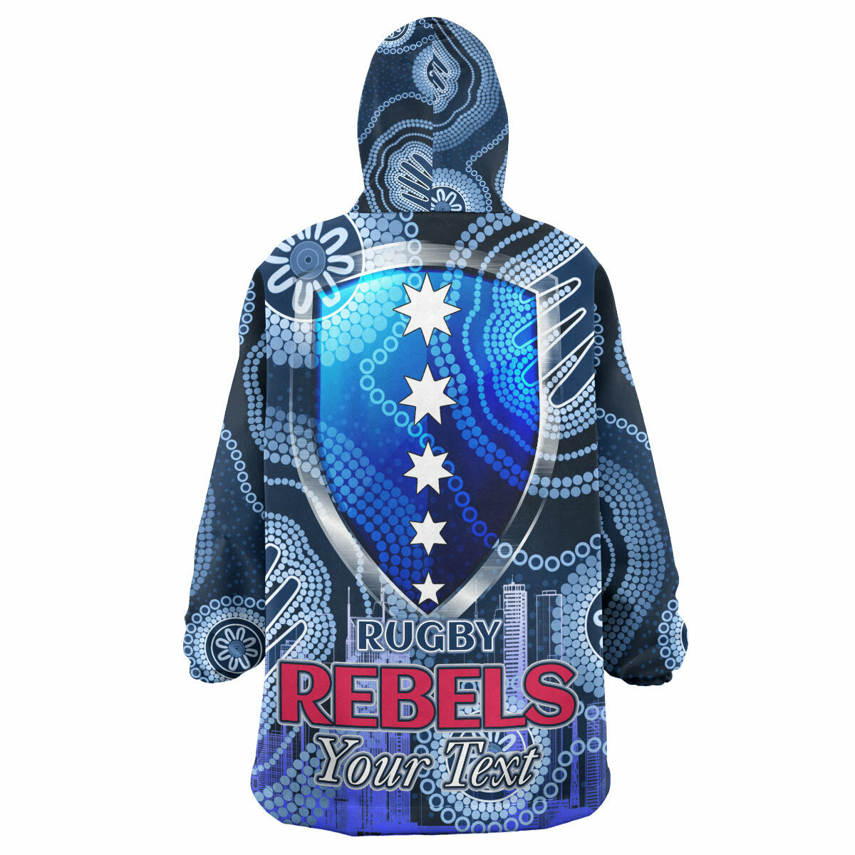 Rebels Rugby Snug Hoodie - Custom Melbourne Aboriginal Style Wearable Blanket Hoodie RLT14 - Vibe Hoodie Shop