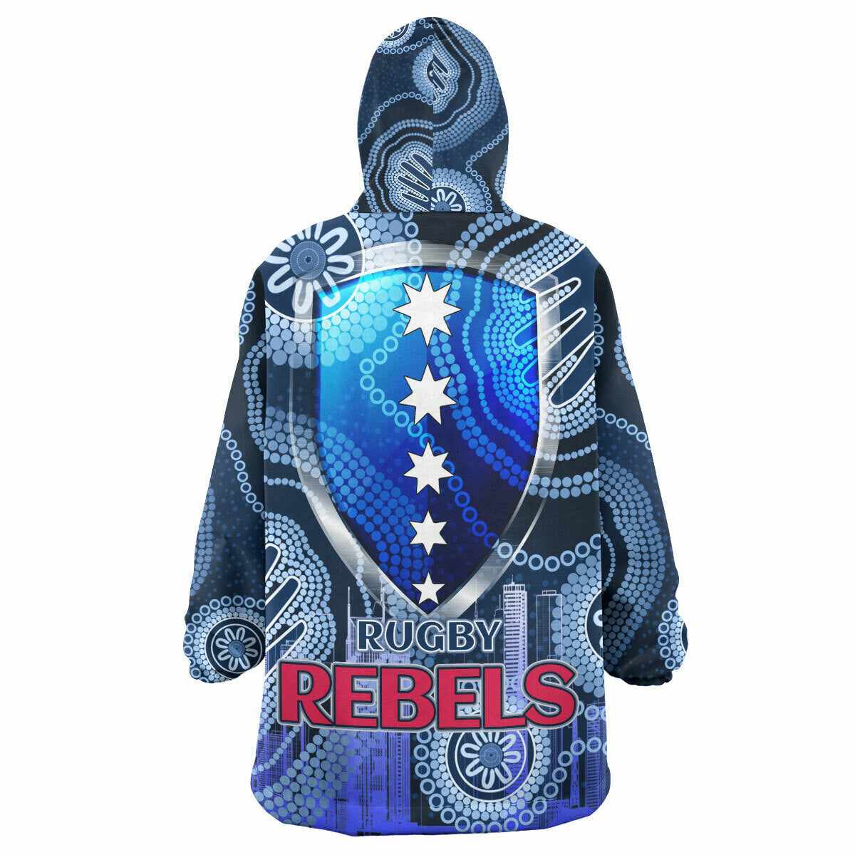 Rebels Rugby Snug Hoodie - Custom Melbourne Aboriginal Style Wearable Blanket Hoodie RLT14 - Vibe Hoodie Shop