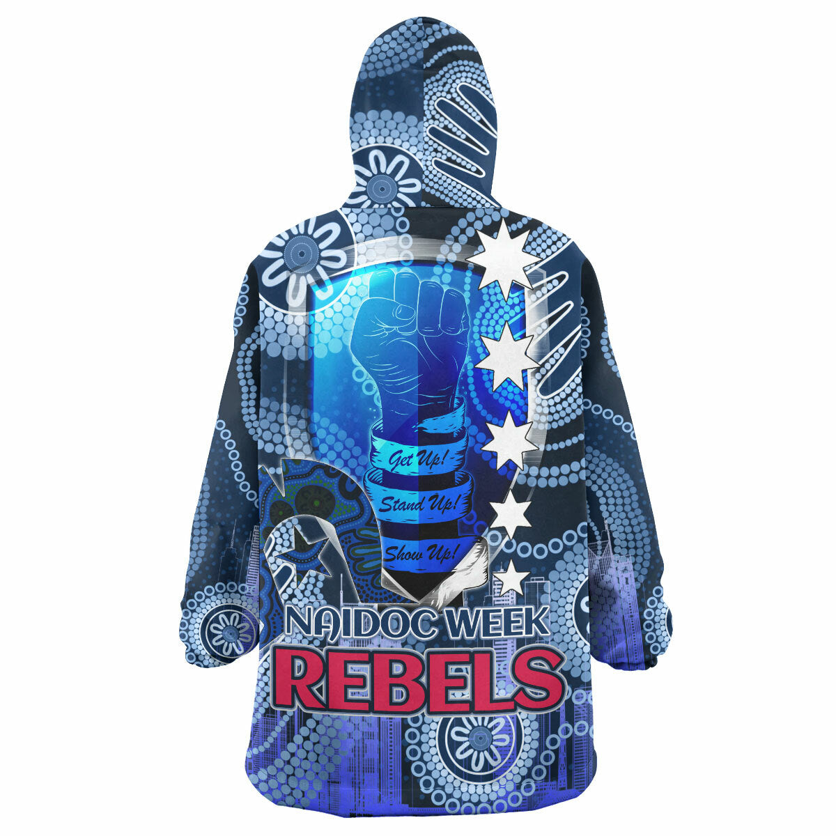 Rebels Rugby Snug Hoodie - Custom Naidoc Week Melbourne Aboriginal Style Wearable Blanket Hoodie RLT14 - Vibe Hoodie Shop