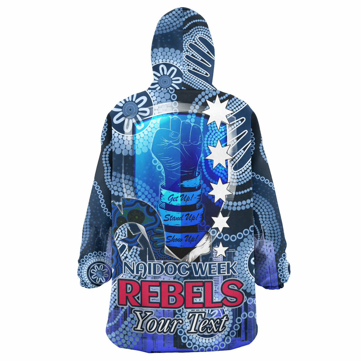Rebels Rugby Snug Hoodie - Custom Naidoc Week Melbourne Aboriginal Style Wearable Blanket Hoodie RLT14 - Vibe Hoodie Shop
