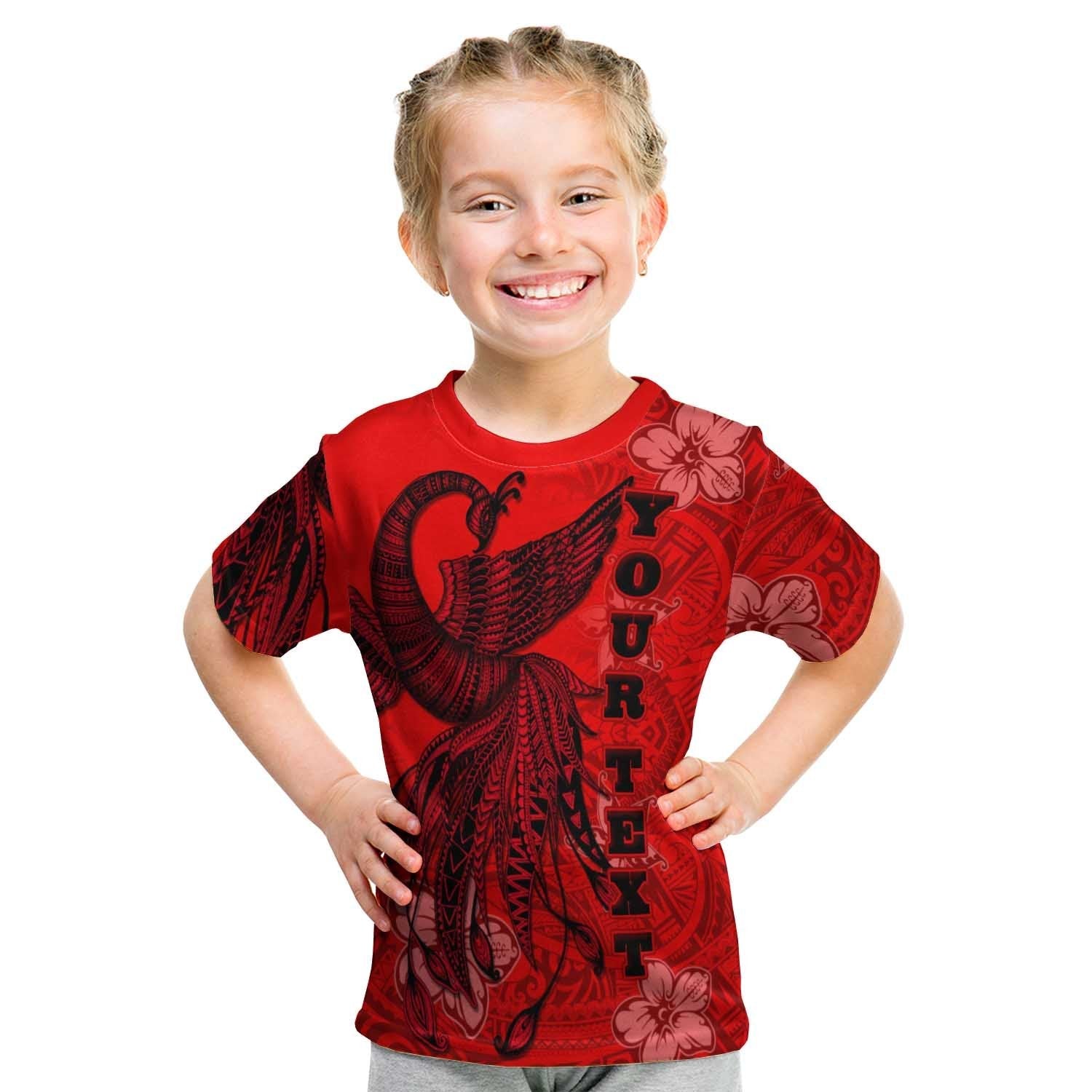 Tokelau Custom Personalised T shirt - Polynesian Phoenix Bird, Fairytales Bird Red - Vibe Hoodie Shop