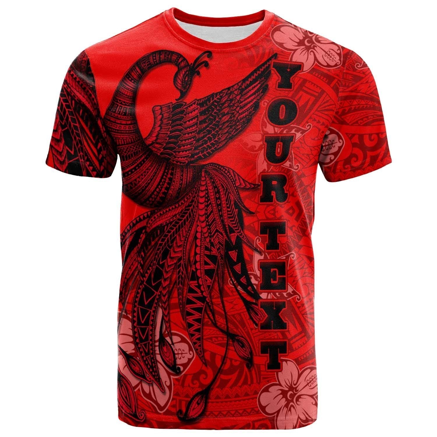 Tokelau Custom Personalised T shirt - Polynesian Phoenix Bird, Fairytales Bird Red - Vibe Hoodie Shop