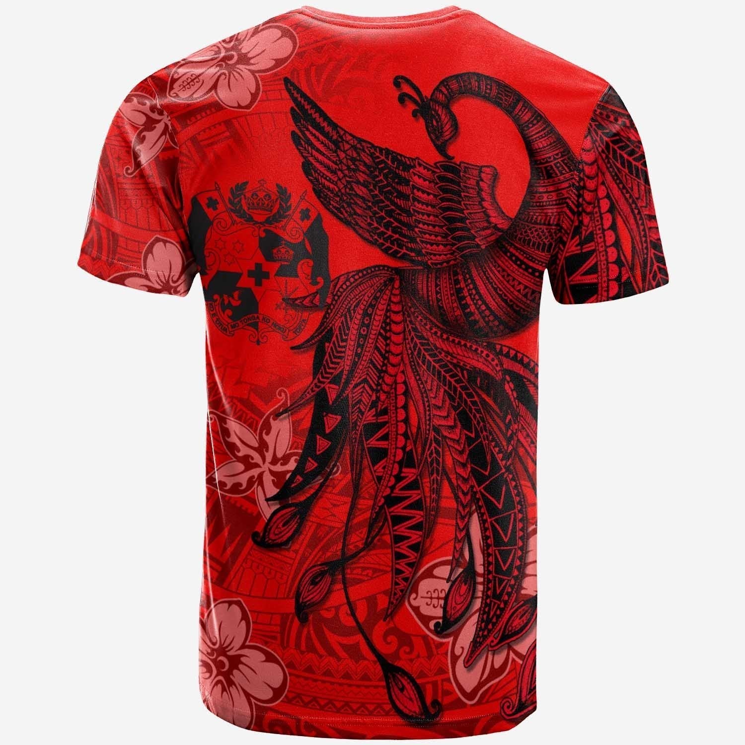 Tokelau Custom Personalised T shirt - Polynesian Phoenix Bird, Fairytales Bird Red - Vibe Hoodie Shop