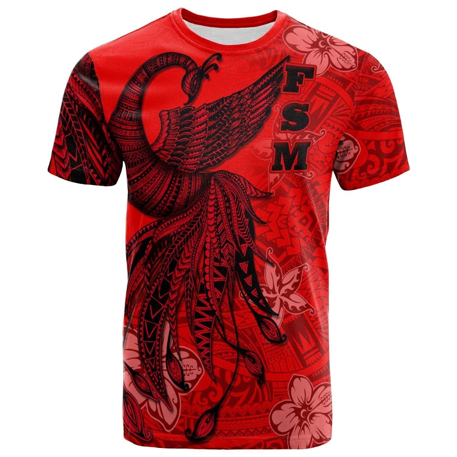 Fiji T shirt - Polynesian Phoenix Bird, Fairytales Bird Red - Vibe Hoodie Shop